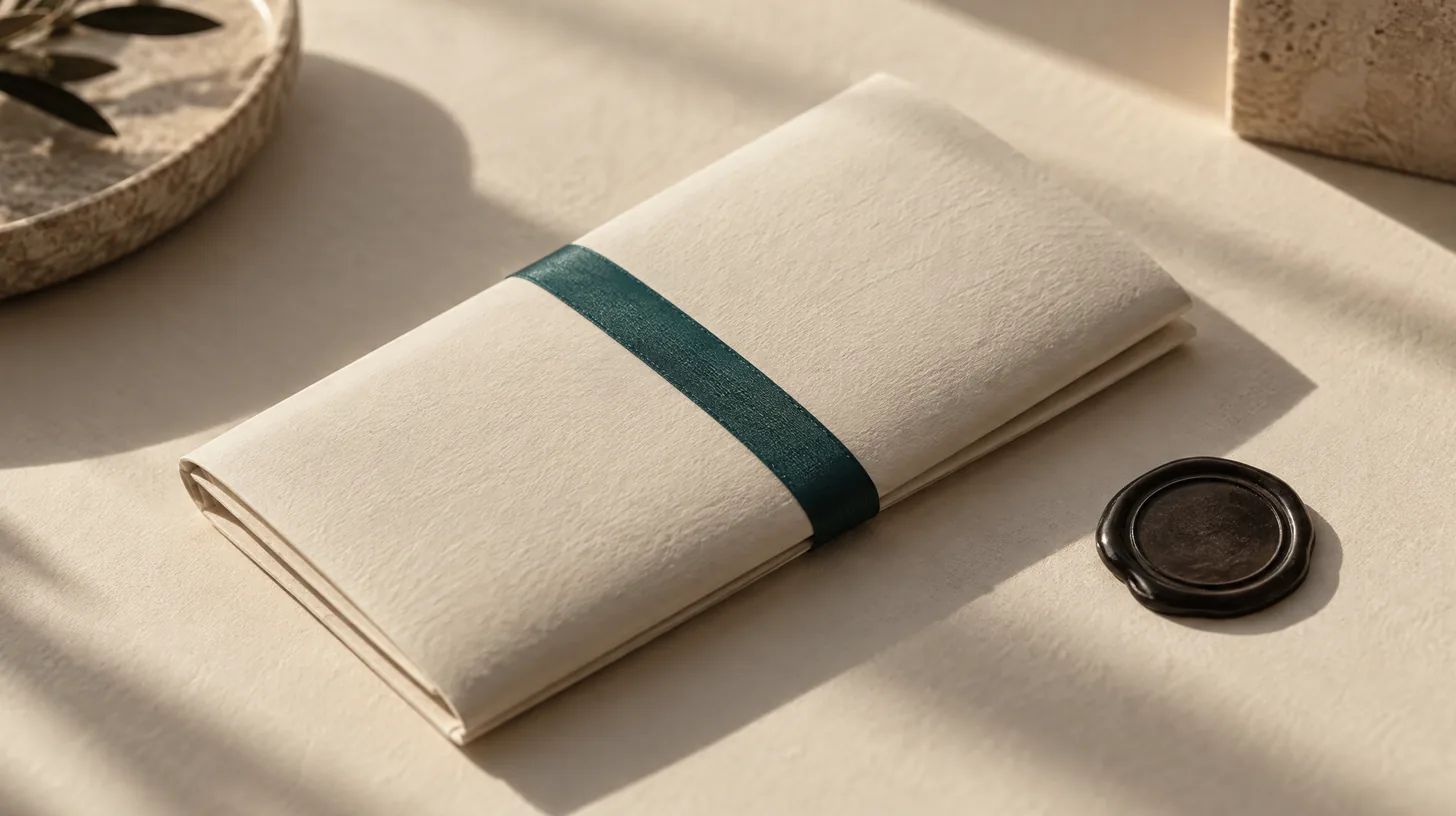 A folded cream document bound with a teal band beside a dark wax seal, representing a strong aggregator contract with clear book ownership