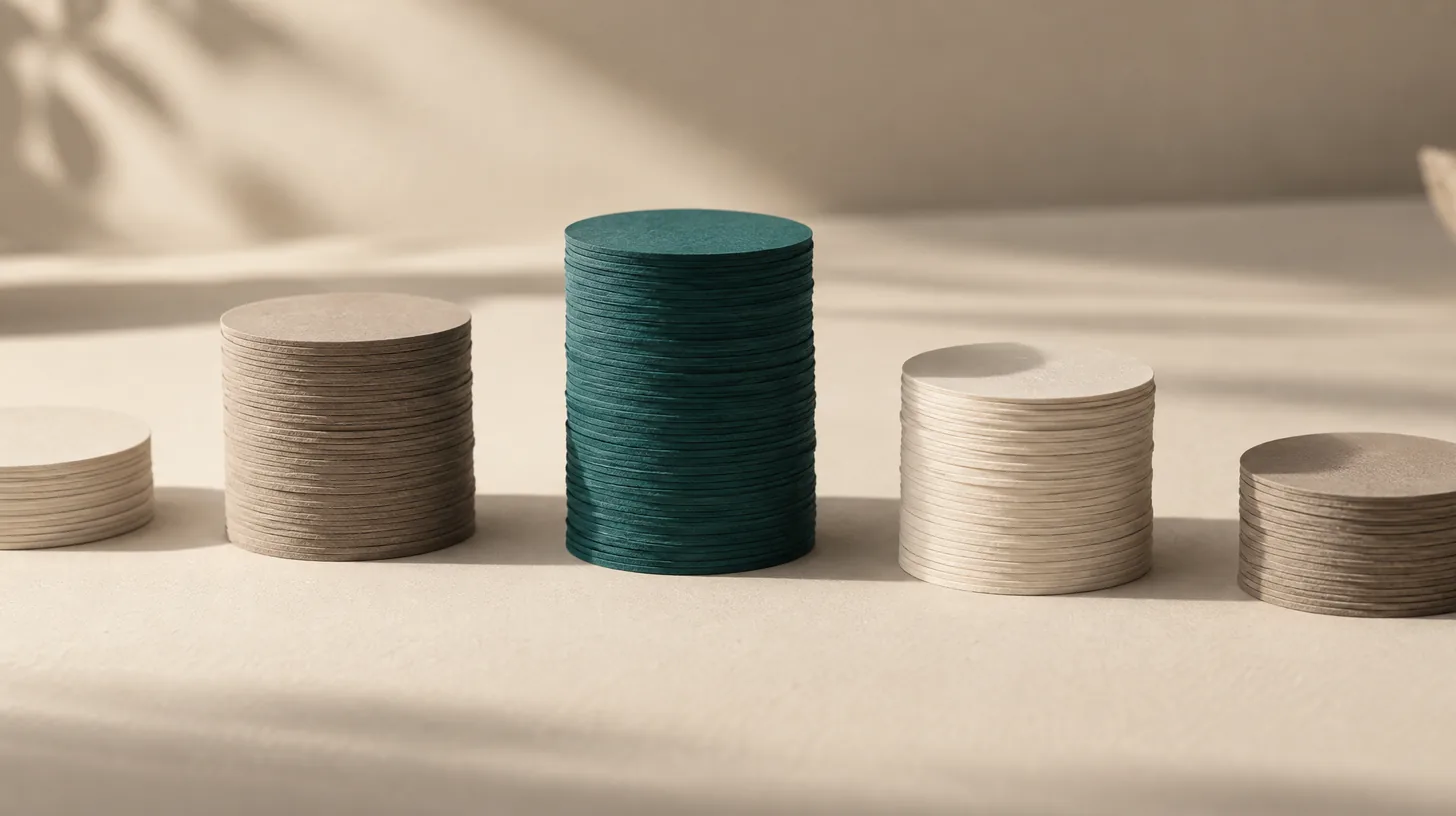 Five stacks of paper discs at different heights with the tallest in teal, representing which insurance carriers pay agents the most commission