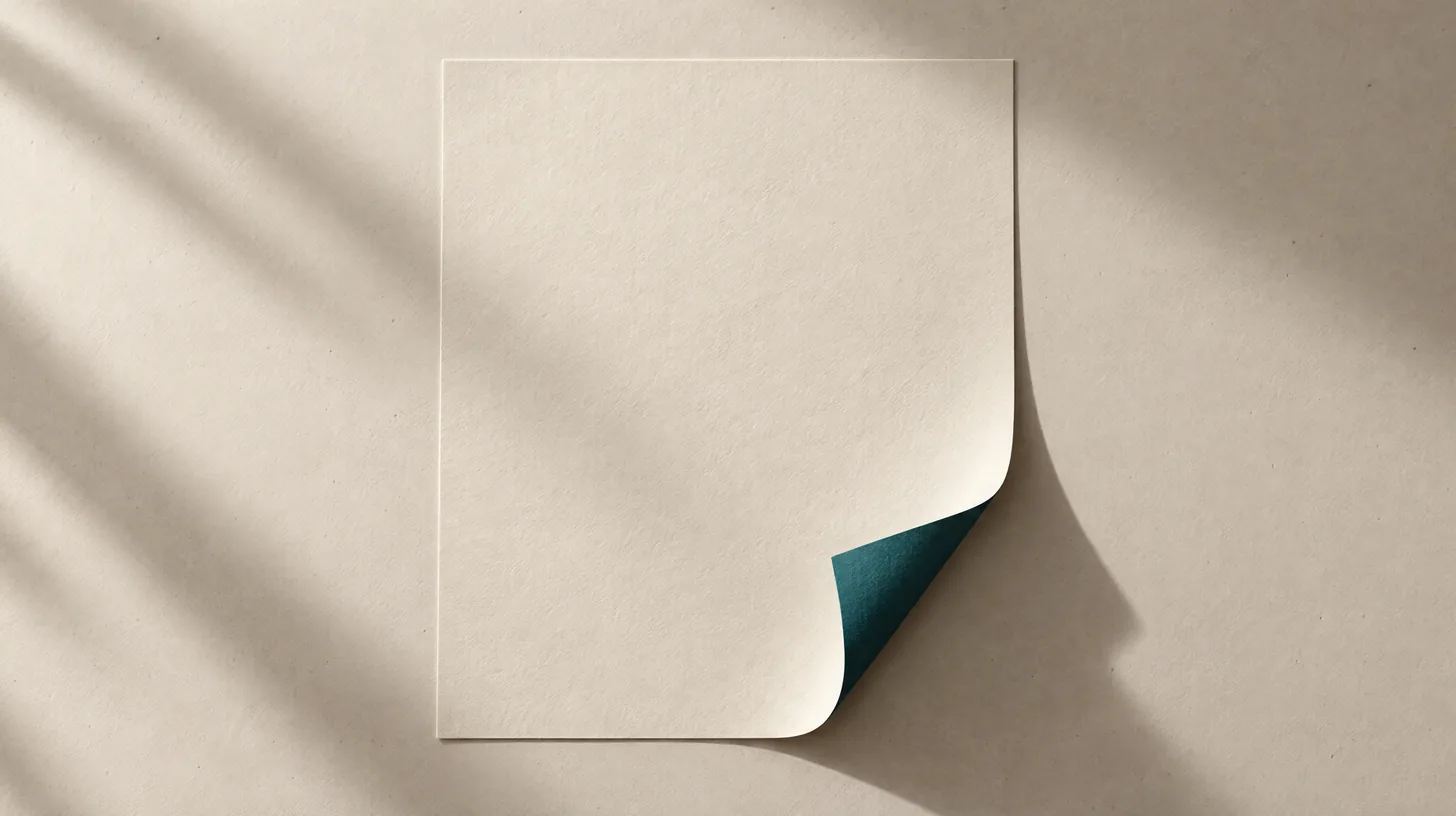 A cream sheet with one corner folded up revealing teal underneath, representing hidden traps in aggregator contracts